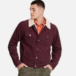 Goodfellow Maroon Faux Shearling
Lined Corduroy Trucker Jacket L new 🆕